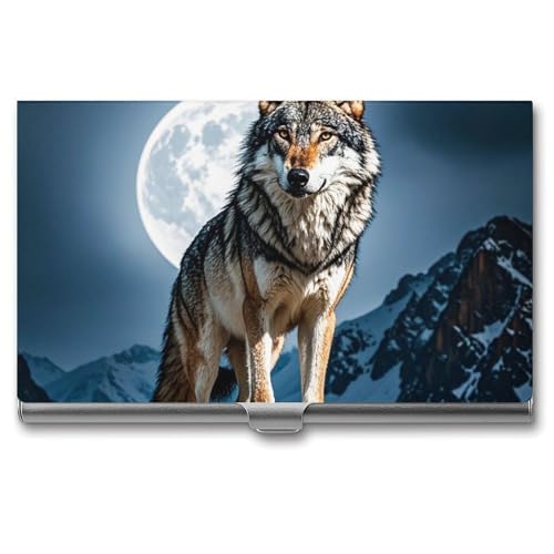 FZQVSGW Visitenkartenhalter Metall Slim Visitenkartenetui Wölfe Pocket Kartenhalter für Frauen oder Männer Professionelle Geldbörse Namenskartenhalter Schnalle Stil Verschluss, Timberwolves von FZQVSGW