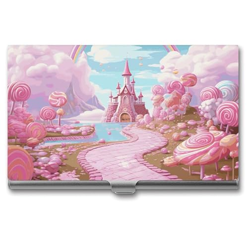 FZQVSGW Visitenkartenhalter Metall Slim Visitenkartenetui Wurst auf Feuer Tasche Kartenhalter für Frauen oder Männer Professionelle Geldbörse Namenskartenhalter Schnalle Stil Verschluss, Candy Land von FZQVSGW