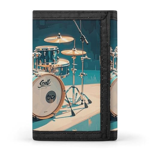 FZQVSGW Weltkrieg Flugzeug, dreifach gefaltete Geldbörse, Münzbörse mit 8 Kartenfächern, Kreditkartenhalter, geteilte Geldtasche, Cooles Drums Set, Einheitsgröße, Modern von FZQVSGW