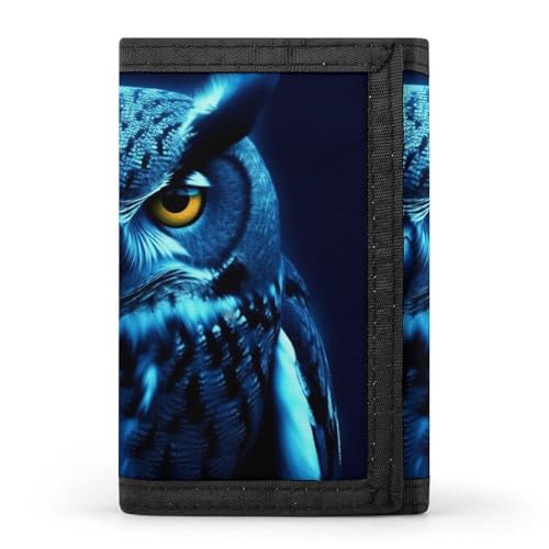 FZQVSGW Wildlife Spider dreifach gefaltete Geldbörse mit 8 Kartenfächern, Kreditkartenhalter, geteilte Geldtasche, blaue eule, Einheitsgröße, Modern von FZQVSGW