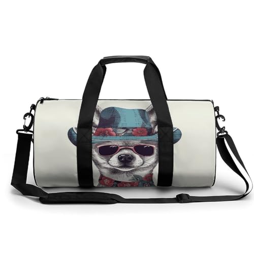 Harp Seal Painting Gym Bag Small Travel Duffle Bag with Compartment Carry On Weekender Bag for Women Men, Chihuahua-Hundemütze, 17.7in/9in/9in von FZQVSGW