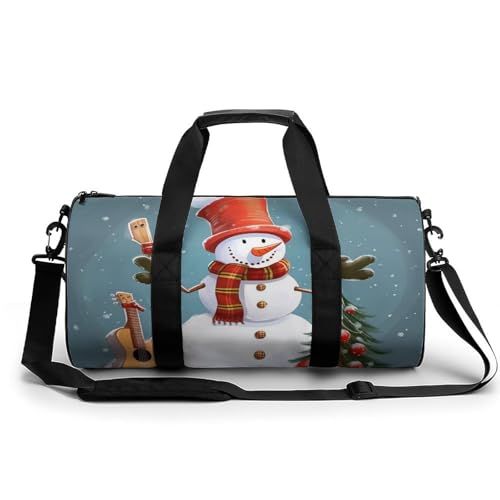 Harp Seal Painting Gym Bag Small Travel Duffle Bag with Compartment Carry On Weekender Bag for Women Men, Weihnachts-Schneemann, 17.7in/9in/9in von FZQVSGW