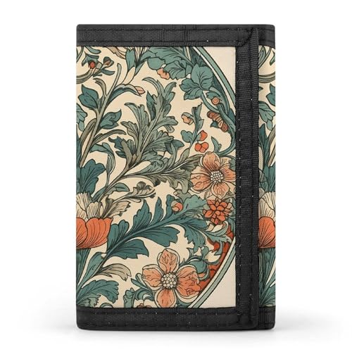 Louvre Museum in Paris Trifold Wallet Münzbörse mit 8 Kartenfächern Kreditkartenhalter geteilte Billfold Wallet, Grünes Blumenmuster, Einheitsgröße, Modern von FZQVSGW