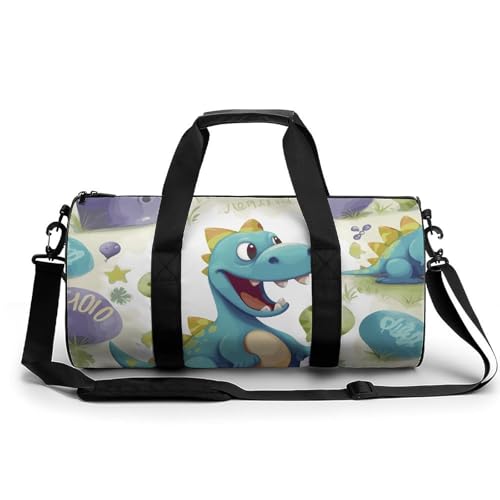 Niedliche Dinosaurier-Sporttasche, kleine Reisetasche mit Fach, Handgepäck, Wochenendtasche für Damen und Herren, Niedlicher Dinosaurier, 17.7in/9in/9in von FZQVSGW