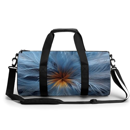 Sporttasche mit weißen Blumen, kleine Reisetasche mit Fach, Wochenendtasche für Damen und Herren, Große blaue Blume, 17.7in/9in/9in von FZQVSGW