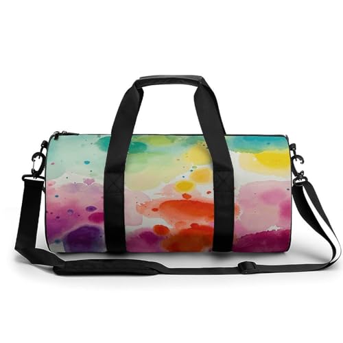 Turnbeutel Reise Aurora Lights Seesack mit Fach Workout Tasche Übernachtungstasche für Damen Herren, Aquarellflecken, 17.7in/9in/9in von FZQVSGW