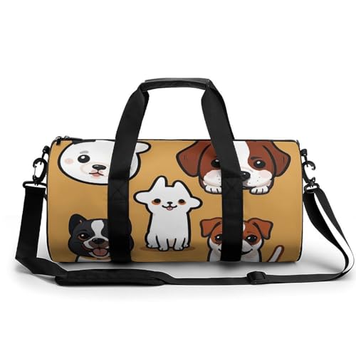 Turnbeutel Reise Aurora Lights Seesack mit Fach Workout Tasche Übernachtungstasche für Damen Herren, Welpe im Cartoon-Stil, 17.7in/9in/9in von FZQVSGW