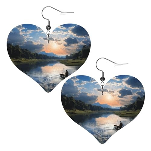 Angel-Ohrringe aus Leder, Herz-Ohrringe, leicht, baumelnde Ohrringe, Schmuck, Geschenke von FZQVSLCM