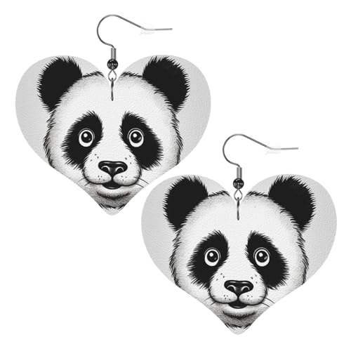 Anime-Panda-Gesicht, Leder-Ohrringe für Damen, Herz-Ohrringe, leicht, baumelnde Ohrringe, Schmuck-Geschenke Anime-Panda-Gesicht, Leder-Ohrringe für Damen, Herz-Ohrringe, leicht, baumelnde Ohrringe, Schmuck-Geschenke von FZQVSLCM