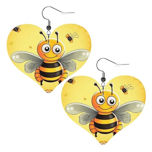 Biene auf dem quadratischen Leder-Ohrringe für Damen, Herz-Ohrringe, leicht, baumelnd, Schmuck, Geschenke Biene auf dem quadratischen Leder-Ohrringe für Damen, Herz-Ohrringe, leicht, baumelnd, Schmuck, Geschenke von FZQVSLCM
