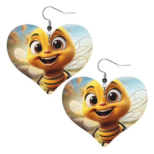 Bienenleder-Ohrringe für Damen, Herz-Ohrringe, leicht, baumelnde Ohrringe, Schmuck-Geschenke von FZQVSLCM