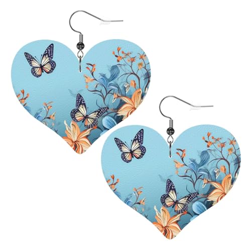Blaue Schmetterlings-Leder-Ohrringe für Damen, Herz-Ohrringe, leicht, baumelnde Ohrringe, Schmuck-Geschenke Blaue Schmetterlings-Leder-Ohrringe für Damen, Herz-Ohrringe, leicht, baumelnde Ohrringe, Schmuck-Geschenke von FZQVSLCM