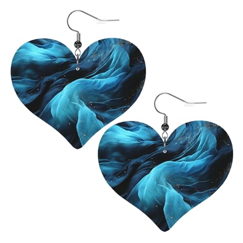 Blaue Stoff-Leder-Ohrringe für Damen, Herz-Ohrringe, leichte baumelnde Ohrringe, Schmuck-Geschenke Blaue Stoff-Leder-Ohrringe für Damen, Herz-Ohrringe, leichte baumelnde Ohrringe, Schmuck-Geschenke von FZQVSLCM