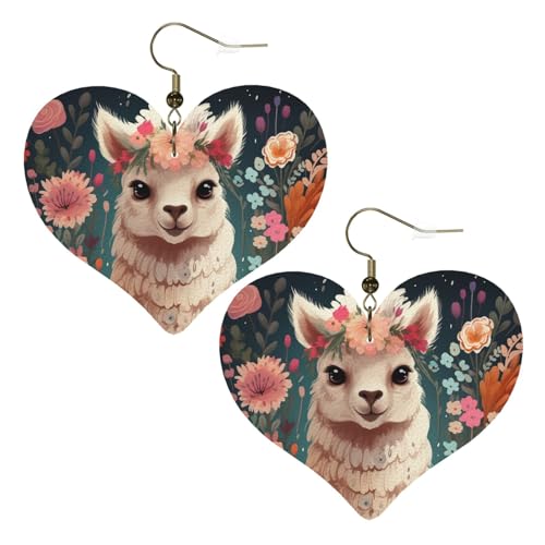 Blumen-Alpaka-Leder-Ohrringe für Damen, Herz-Ohrringe, leicht, baumelnde Ohrringe, Schmuckgeschenke, One Size, Kein Edelstein Blumen-Alpaka-Leder-Ohrringe für Damen, Herz-Ohrringe, leicht, baumelnde Ohrringe, Schmuckgeschenke, One Size, Kein Edelstein von FZQVSLCM