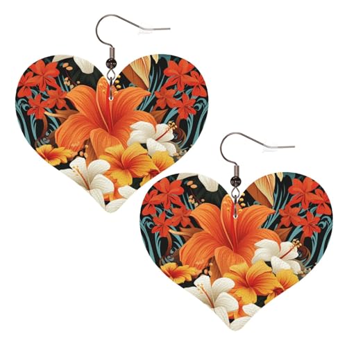 Blumen und hawaiianische Stammes-Leder-Ohrringe für Frauen, Herz-Ohrringe, leicht, baumelnde Ohrringe, Schmuck-Geschenke, One Size, Kein Edelstein Blumen und hawaiianische Stammes-Leder-Ohrringe für Frauen, Herz-Ohrringe, leicht, baumelnde Ohrringe, Schmuck-Geschenke, One Size, Kein Edelstein von FZQVSLCM