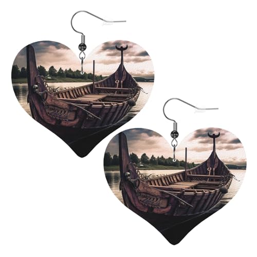 Boot-Leder-Ohrringe für Damen, Herz-Ohrringe, leicht, baumelnde Ohrringe, Schmuck-Geschenke von FZQVSLCM