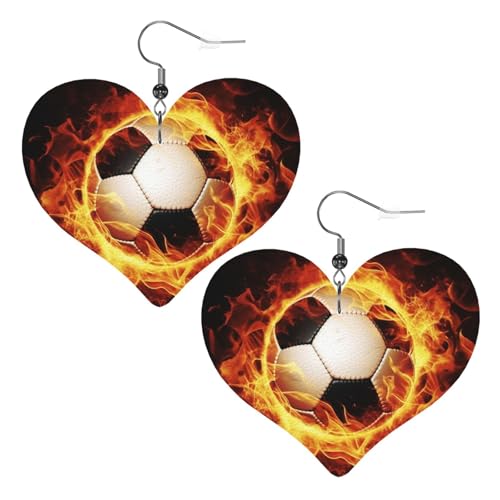Brennende Fußball-Leder-Ohrringe für Frauen, Herz-Ohrringe, leicht, baumelnde Ohrringe, Schmuck-Geschenke Brennende Fußball-Leder-Ohrringe für Frauen, Herz-Ohrringe, leicht, baumelnde Ohrringe, Schmuck-Geschenke von FZQVSLCM