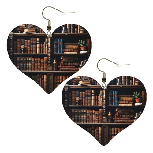 Bücher auf dem Bücherregal, Leder-Ohrringe für Frauen, Herz-Ohrringe, leicht, baumelnd, Schmuck, Geschenke Bücher auf dem Bücherregal, Leder-Ohrringe für Frauen, Herz-Ohrringe, leicht, baumelnd, Schmuck, Geschenke von FZQVSLCM