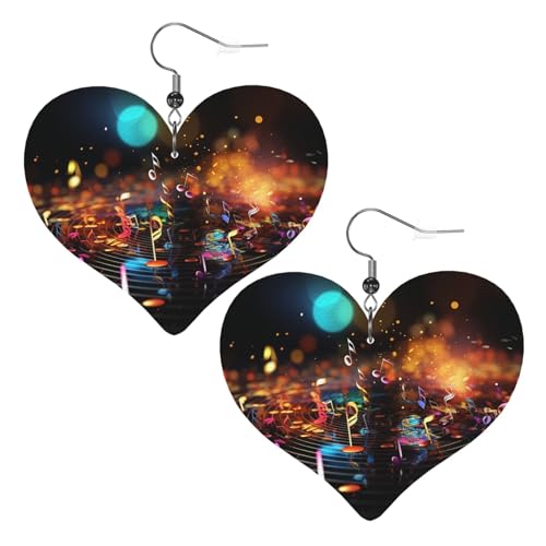 Bunte Lederohrringe mit Musiknoten für Damen, Herz-Ohrringe, leicht, baumelnde Ohrringe, Schmuck, Geschenke, One Size, Kein Edelstein Bunte Lederohrringe mit Musiknoten für Damen, Herz-Ohrringe, leicht, baumelnde Ohrringe, Schmuck, Geschenke, One Size, Kein Edelstein von FZQVSLCM