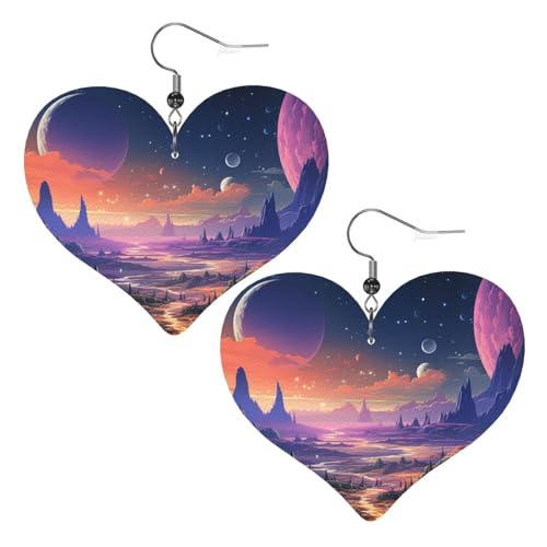 Bunte Retro-Weltraum-Leder-Ohrringe für Damen, Herz-Ohrringe, leicht, baumelnde Ohrringe, Schmuck, Geschenke Bunte Retro-Weltraum-Leder-Ohrringe für Damen, Herz-Ohrringe, leicht, baumelnde Ohrringe, Schmuck, Geschenke von FZQVSLCM