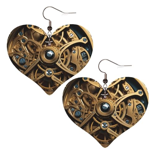 Coole Steampunk-Gears-Leder-Ohrringe für Frauen, Herz-Ohrringe, leicht, baumelnde Ohrringe, Schmuck-Geschenke Coole Steampunk-Gears-Leder-Ohrringe für Frauen, Herz-Ohrringe, leicht, baumelnde Ohrringe, Schmuck-Geschenke von FZQVSLCM