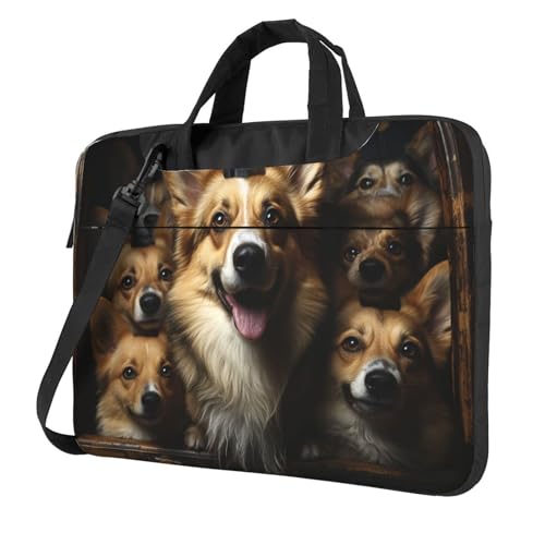 Corgi Pictures Laptoptasche, stoßfest, Computer-Tragetasche mit Schultergurt, Messenger-Umhängetasche, Aktentasche, 33 cm (13 Zoll) von FZQVSLCM