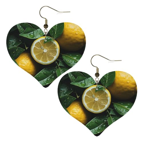 Damen-Ohrringe aus frischem Zitronenleder, Herz-Ohrringe, leicht, baumelnd, Schmuck, Geschenke, One Size, Kein Edelstein Damen-Ohrringe aus frischem Zitronenleder, Herz-Ohrringe, leicht, baumelnd, Schmuck, Geschenke, One Size, Kein Edelstein von FZQVSLCM