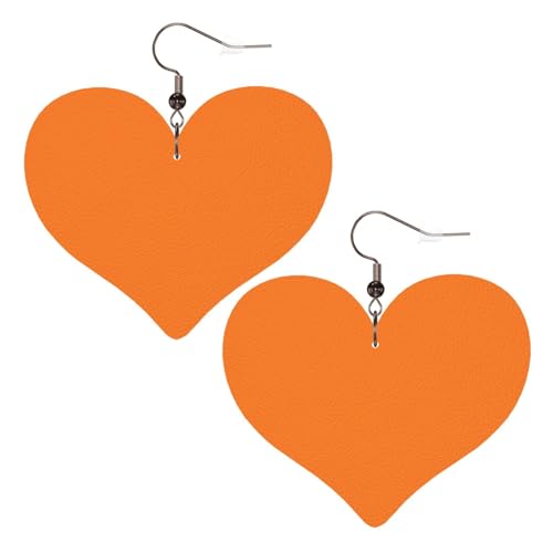Damen-Ohrringe aus gebranntem Leder, Herzform, leicht, baumelnd, Schmuck, Geschenke, One Size, Kein Edelstein von FZQVSLCM