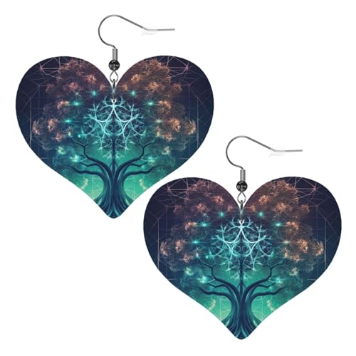Digitale futuristische Baum-Ikone mit Weltraum-Leder-Ohrringe für Frauen, Herz-Ohrringe, leicht, baumelnde Ohrringe, Schmuckgeschenke Digitale futuristische Baum-Ikone mit Weltraum-Leder-Ohrringe für Frauen, Herz-Ohrringe, leicht, baumelnde Ohrringe, Schmuckgeschenke von FZQVSLCM