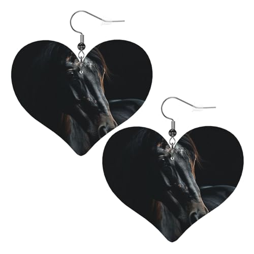 Ein dunkles Pferd, Leder-Ohrringe für Damen, Herz-Ohrringe, leicht, baumelnd, Schmuck, Geschenke Ein dunkles Pferd, Leder-Ohrringe für Damen, Herz-Ohrringe, leicht, baumelnd, Schmuck, Geschenke von FZQVSLCM