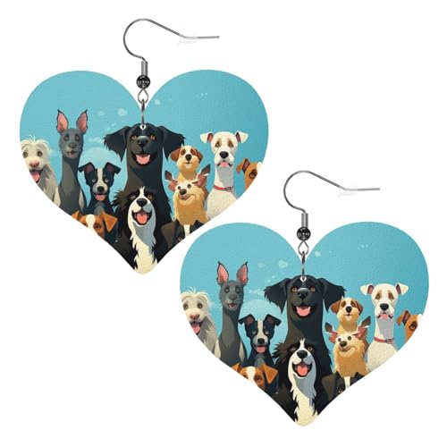Eine große Gruppe von Hunden, Leder-Ohrringe für Frauen, Herz-Ohrringe, leicht, baumelnde Ohrringe, Schmuck, Geschenke Eine große Gruppe von Hunden, Leder-Ohrringe für Frauen, Herz-Ohrringe, leicht, baumelnde Ohrringe, Schmuck, Geschenke von FZQVSLCM