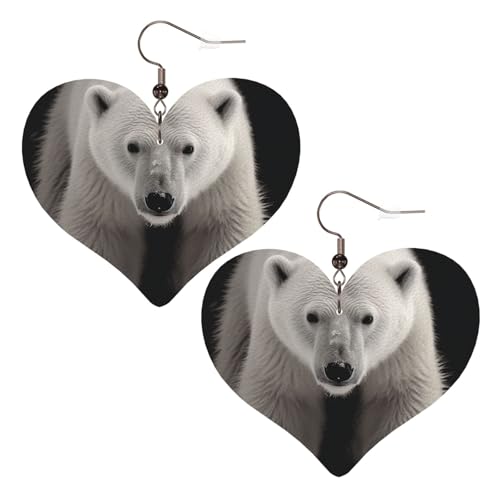 Eisbär-Leder-Ohrringe für Damen, Herz-Ohrringe, leicht, baumelnde Ohrringe, Schmuckgeschenke von FZQVSLCM