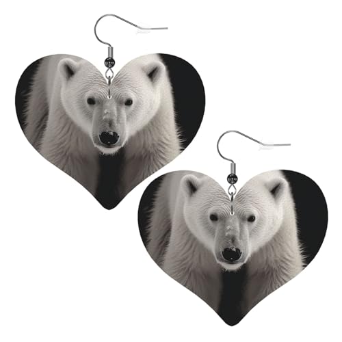Eisbär-Leder-Ohrringe für Damen, Herz-Ohrringe, leicht, baumelnde Ohrringe, Schmuckgeschenke von FZQVSLCM