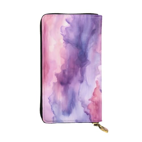 FZQVSLCM Abstrakte Aquarell-Geldbörse für Damen, lange Münzbörse, ultradünn, Kreditkartenhalter, doppelte Clutch, Violett von FZQVSLCM