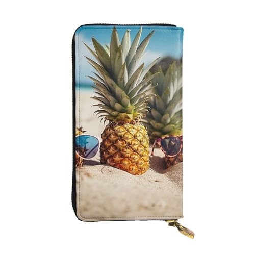 FZQVSLCM Ananas-Frucht-Sonnenbrille, Sand, Strand, Ledergeldbörse für Damen, lange Münzbörse, ultradünn, Kreditkartenhalter, Bifold Clutch FZQVSLCM Ananas-Frucht-Sonnenbrille, Sand, Strand, Ledergeldbörse für Damen, lange Münzbörse, ultradünn, Kreditkartenhalter, Bifold Clutch von FZQVSLCM