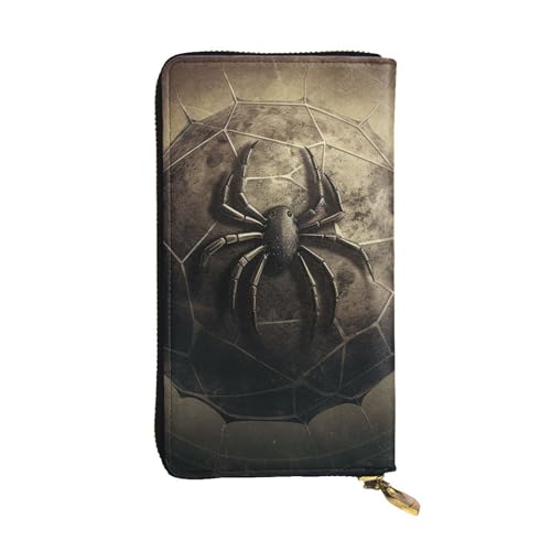 FZQVSLCM Ball-Spinnennetz-Ledergeldbörse für Damen, lange Münzbörse, ultradünn, Kreditkartenhalter, Bifold Clutch von FZQVSLCM