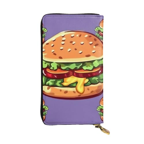 FZQVSLCM Cartoon Hamburger Leder Geldbörse für Frauen Lange Münzbörse Ultra Slim Kreditkarten Halter Bifold Clutch von FZQVSLCM