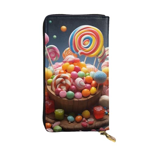 FZQVSLCM Color Candy Ledergeldbörse für Damen, lange Münzbörse, ultradünn, Kreditkartenhalter, Bifold Clutch von FZQVSLCM