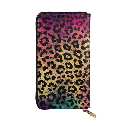 FZQVSLCM Damen-Geldbörse mit Sternen-Leopardenmuster, lang, Münzgeldbörse, ultradünn, Kreditkartenhalter, doppelt gefaltete Clutch von FZQVSLCM