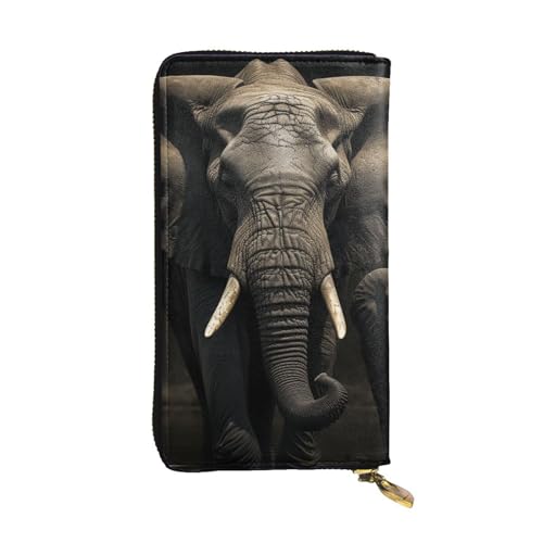 FZQVSLCM Elefant schwarze Ledergeldbörse für Damen, lange Münzbörse, ultradünn, Kreditkartenhalter, Bifold Clutch FZQVSLCM Elefant schwarze Ledergeldbörse für Damen, lange Münzbörse, ultradünn, Kreditkartenhalter, Bifold Clutch von FZQVSLCM
