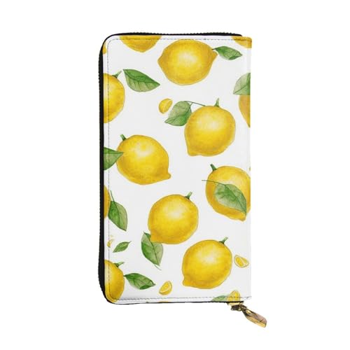 FZQVSLCM Gelbe Zitronenleder-Geldbörse für Damen, lange Münzbörse, ultradünn, Kreditkartenhalter, doppelt gefaltete Clutch von FZQVSLCM