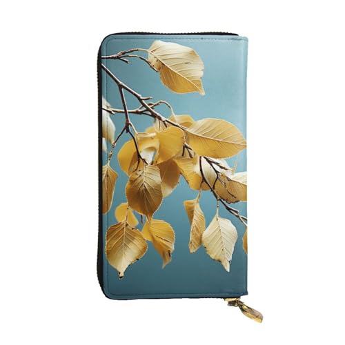 FZQVSLCM Geldbörse aus Birkenblättern für Damen, lange Münzbörse, ultradünn, Kreditkartenhalter, Bifold Clutch von FZQVSLCM