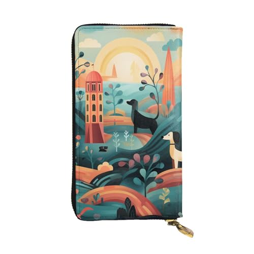 FZQVSLCM Geldbörse aus Leder mit Dackel-Motiv, für Damen, lange Münzbörse, ultradünn, Kreditkartenhalter, Bifold Clutch von FZQVSLCM