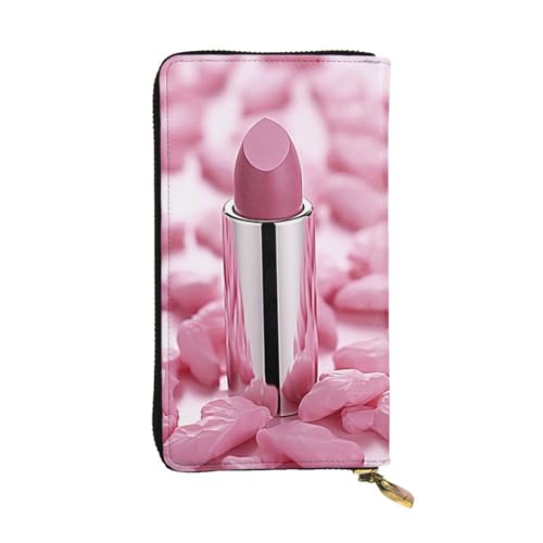 FZQVSLCM Geldbörse mit Lippenstift-Muster, Leder, lange Münzbörse, ultradünn, Kreditkartenhalter, Bifold Clutch von FZQVSLCM
