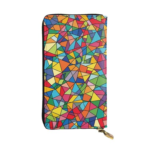 FZQVSLCM Helle geometrische Formen, Ledergeldbörse für Damen, lange Münzbörse, ultradünn, Kreditkartenhalter, doppelt gefaltete Clutch FZQVSLCM Helle geometrische Formen, Ledergeldbörse für Damen, lange Münzbörse, ultradünn, Kreditkartenhalter, doppelt gefaltete Clutch von FZQVSLCM