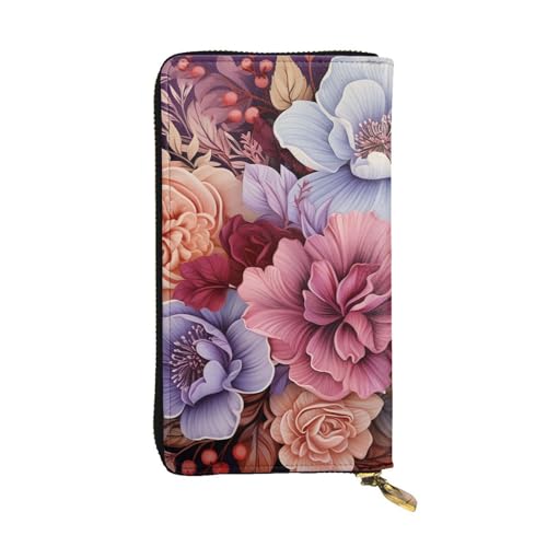 FZQVSLCM Ledergeldbörse für Damen, lange Münzbörse, ultradünn, Kreditkartenhalter, doppelte Clutch, Violett und Purpurrot von FZQVSLCM