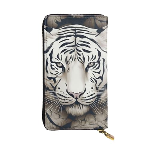 FZQVSLCM Ledergeldbörse für Damen, lange Münzgeldbörse, ultradünn, Kreditkartenhalter, doppelt, Weiß von FZQVSLCM