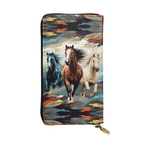 FZQVSLCM Ledergeldbörse für Damen, mit Muster und Pferden, lange Münzbörse, ultradünn, Kreditkartenhalter, Bifold Clutch FZQVSLCM Ledergeldbörse für Damen, mit Muster und Pferden, lange Münzbörse, ultradünn, Kreditkartenhalter, Bifold Clutch von FZQVSLCM