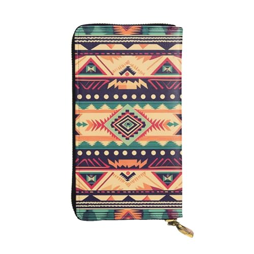 FZQVSLCM Ledergeldbörse im südwestlichen Stil, lange Münzgeldbörse, ultradünn, Kreditkartenhalter, doppelt gefaltete Clutch von FZQVSLCM