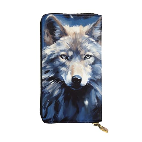 FZQVSLCM Ledergeldbörse mit Wolfskopf auf blauem Hintergrund, lange Münzgeldbörse, ultradünn, Kreditkartenhalter, doppelt gefaltete Clutch FZQVSLCM Ledergeldbörse mit Wolfskopf auf blauem Hintergrund, lange Münzgeldbörse, ultradünn, Kreditkartenhalter, doppelt gefaltete Clutch von FZQVSLCM